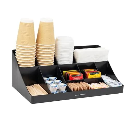 Mind Reader Black 11-Compartment Condiment Station | Countertop Organizer for Coffee Bars & Kitchens thumbnail 1