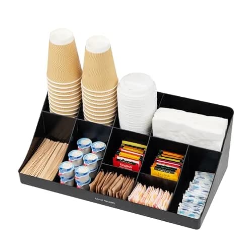 Mind Reader Black 11-Compartment Condiment Station | Countertop Organizer for Coffee Bars & Kitchens thumbnail 5
