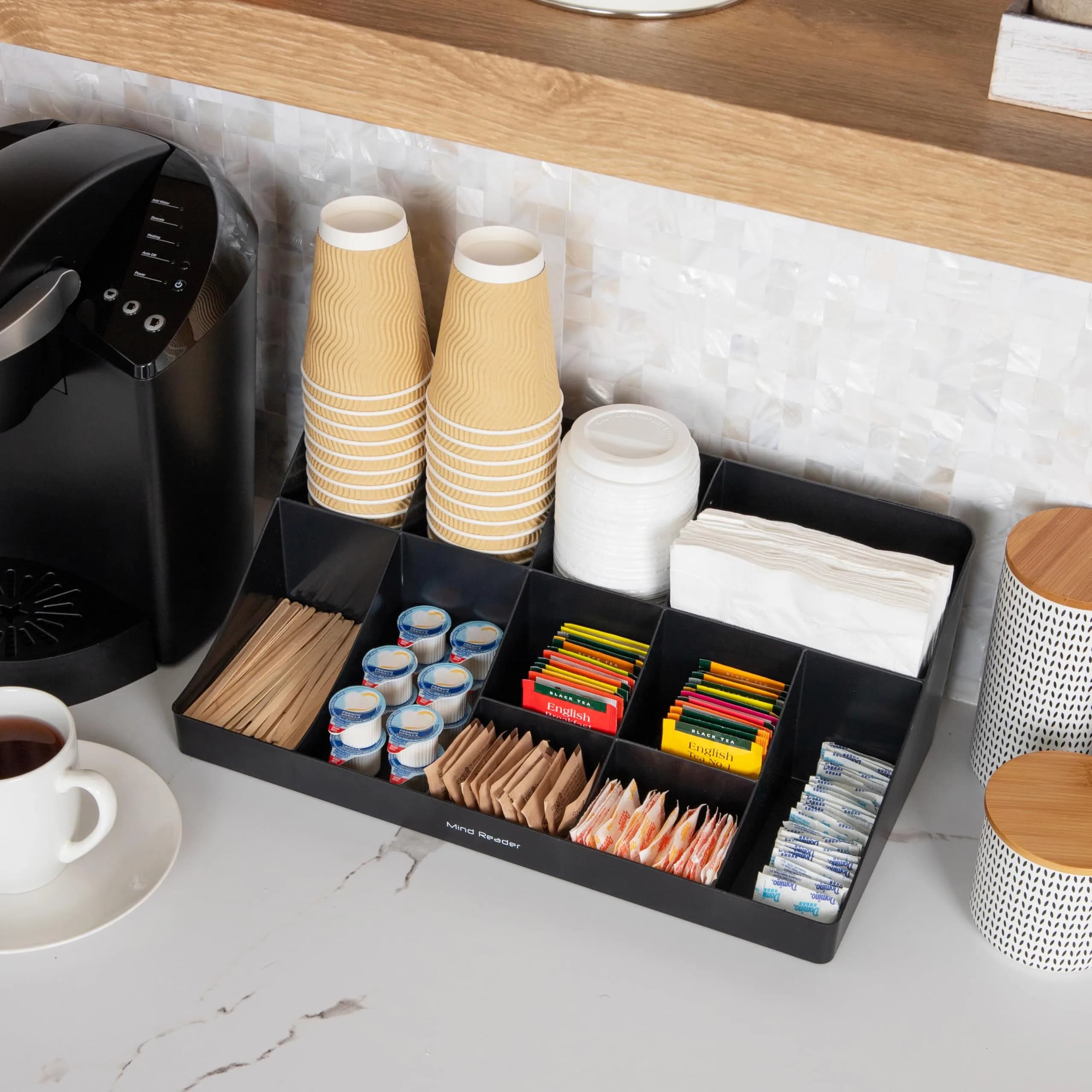 Mind Reader Black 11-Compartment Condiment Station | Countertop Organizer for Coffee Bars & Kitchens - view 6