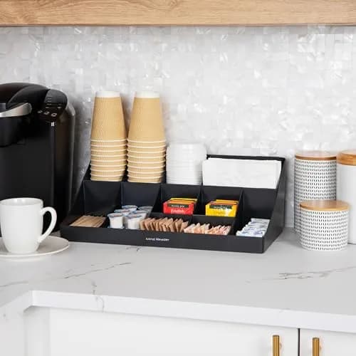 Mind Reader Black 11-Compartment Condiment Station | Countertop Organizer for Coffee Bars & Kitchens thumbnail 2