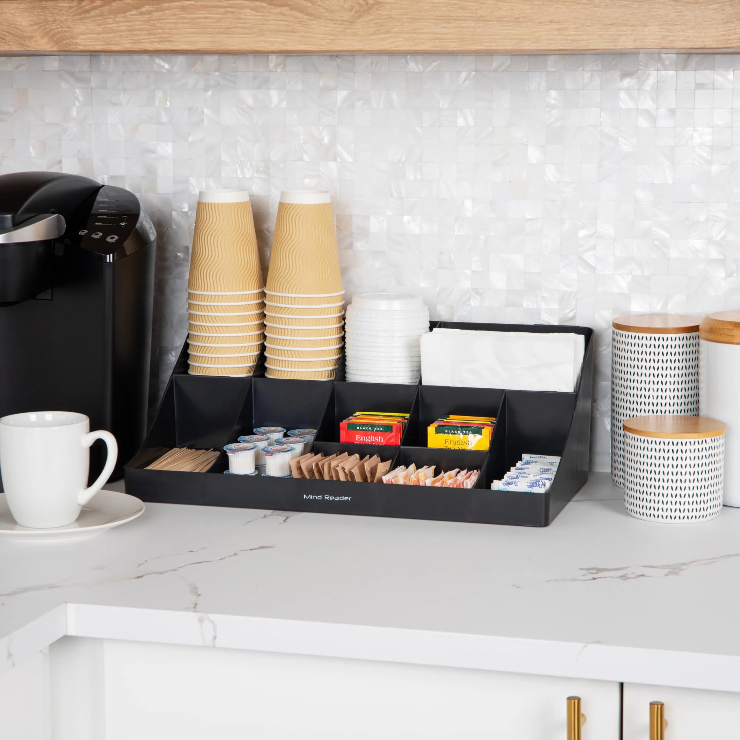Mind Reader Black 11-Compartment Condiment Station | Countertop Organizer for Coffee Bars & Kitchens - view 2