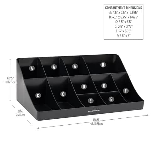 Mind Reader Black 11-Compartment Condiment Station | Countertop Organizer for Coffee Bars & Kitchens thumbnail 3