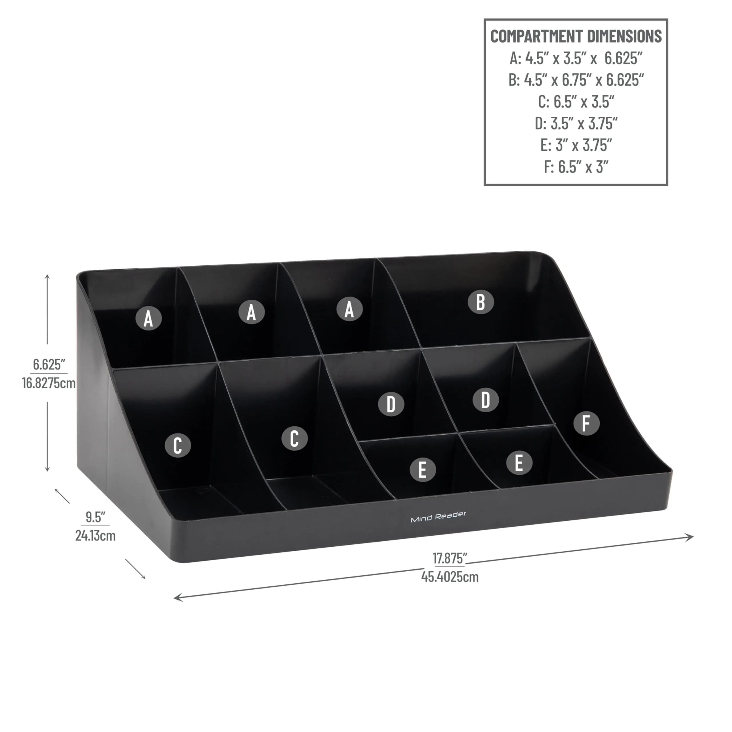 Mind Reader Black 11-Compartment Condiment Station | Countertop Organizer for Coffee Bars & Kitchens - view 3