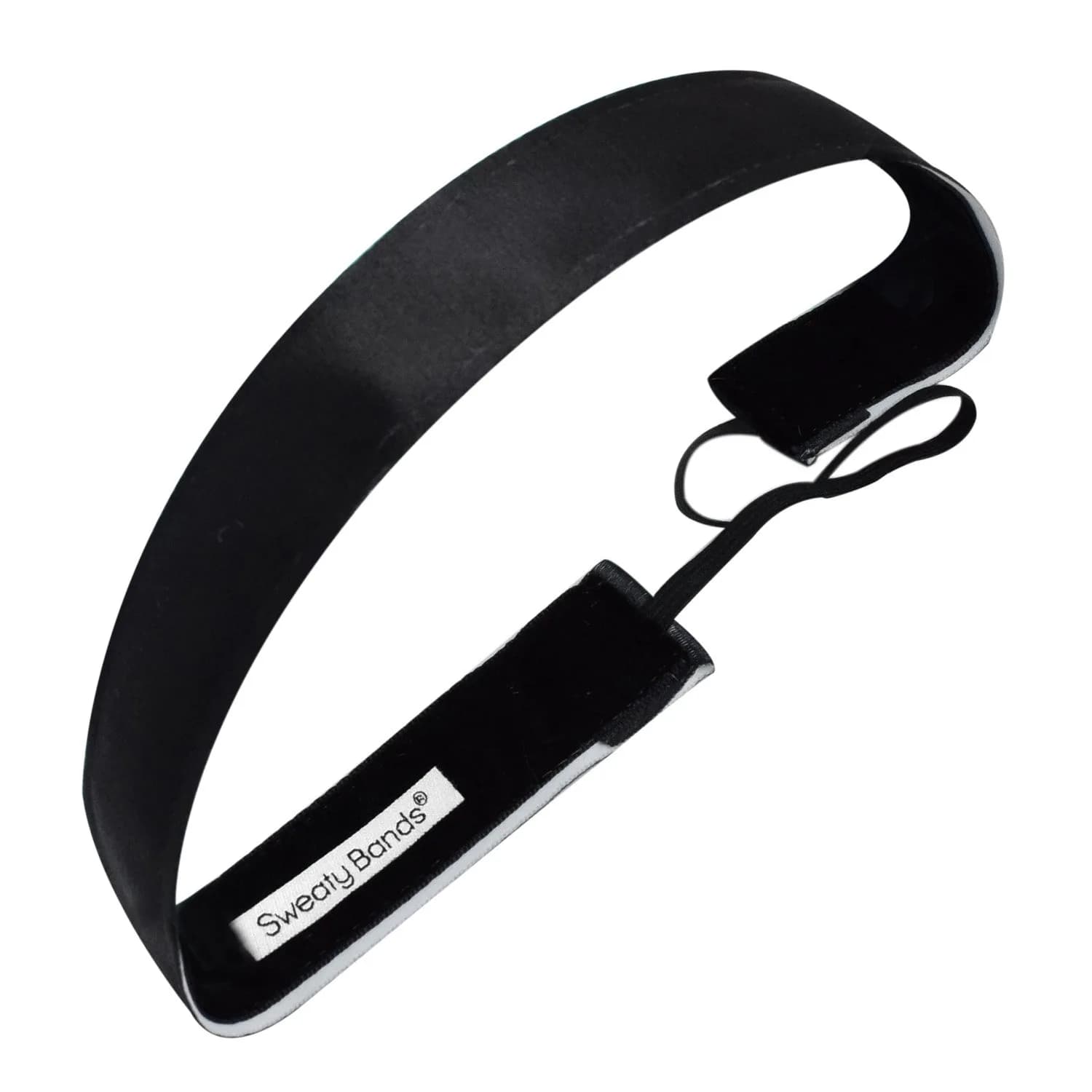 Sweaty Bands No-Slip Velvet Lined Classy Headband Wicked Solid Black 1 Inch | Sweat Wicking & Fashionable — Black