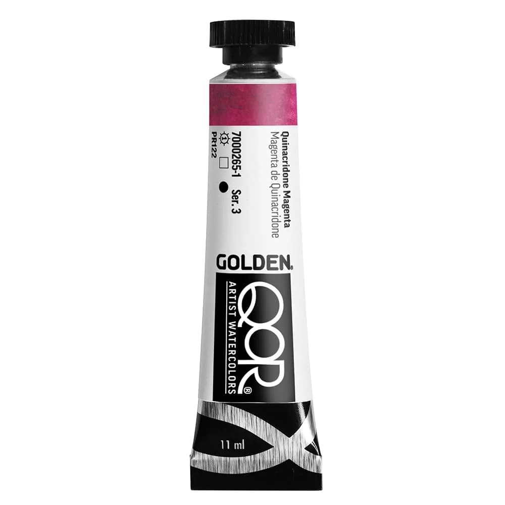 GOLDEN QoR Artist Watercolors Quinacridone Magenta 11 ml (0.37 Fl Oz) | Professional Grade Watercolor Paint — Quinacridone Magenta