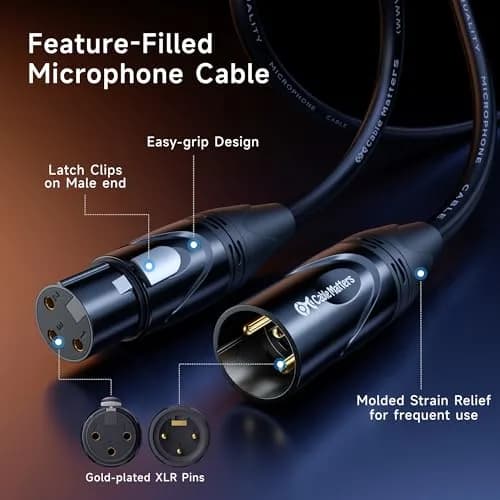 Cable Matters 2-Pack Premium XLR to XLR Cables, 3ft (0.91m) | Balanced Microphone Cables for Studio & Stage thumbnail 6