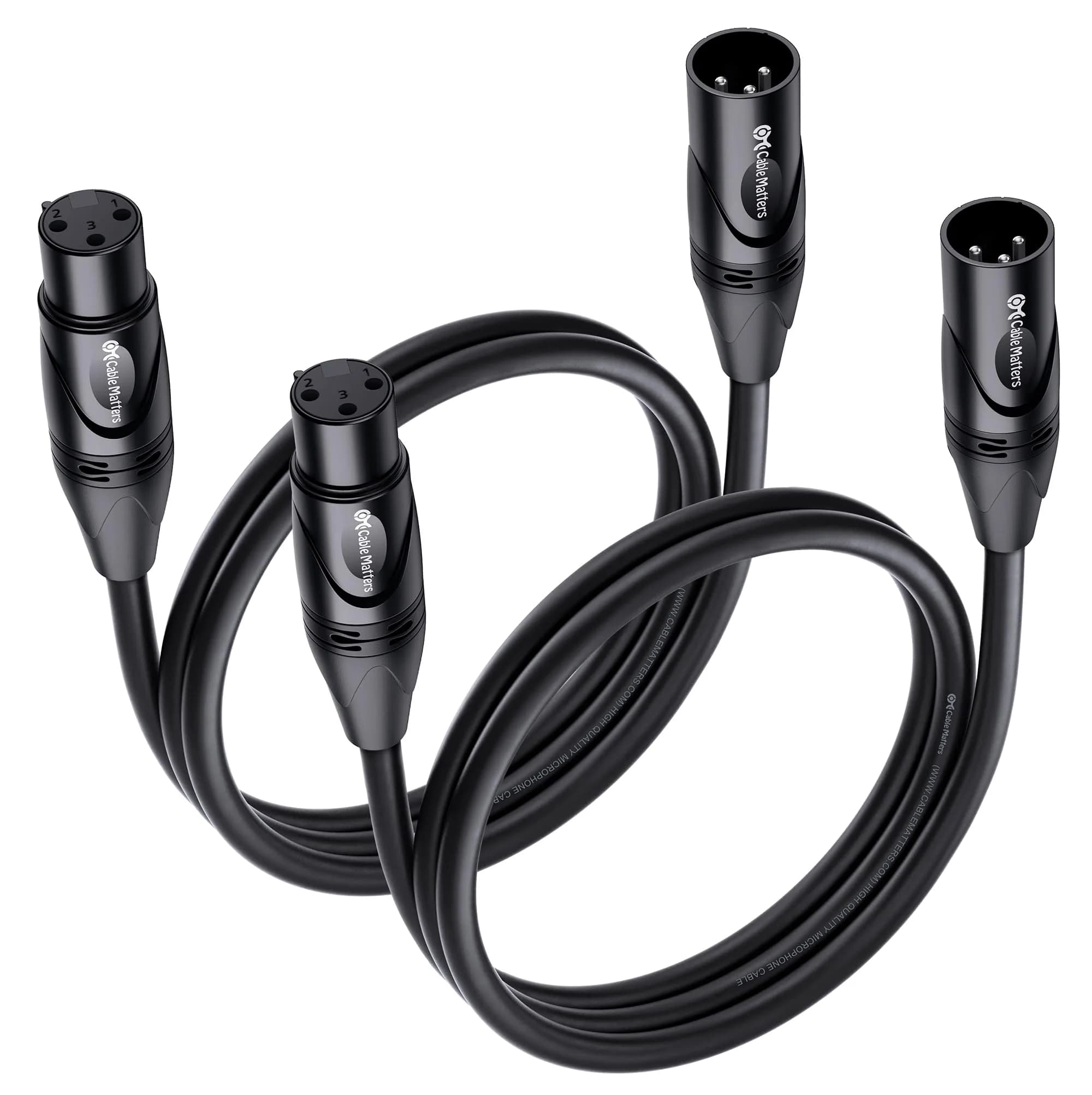 Cable Matters 2-Pack Premium 3ft XLR to XLR Microphone Cable, Male to Female, Balanced Audio - main product image