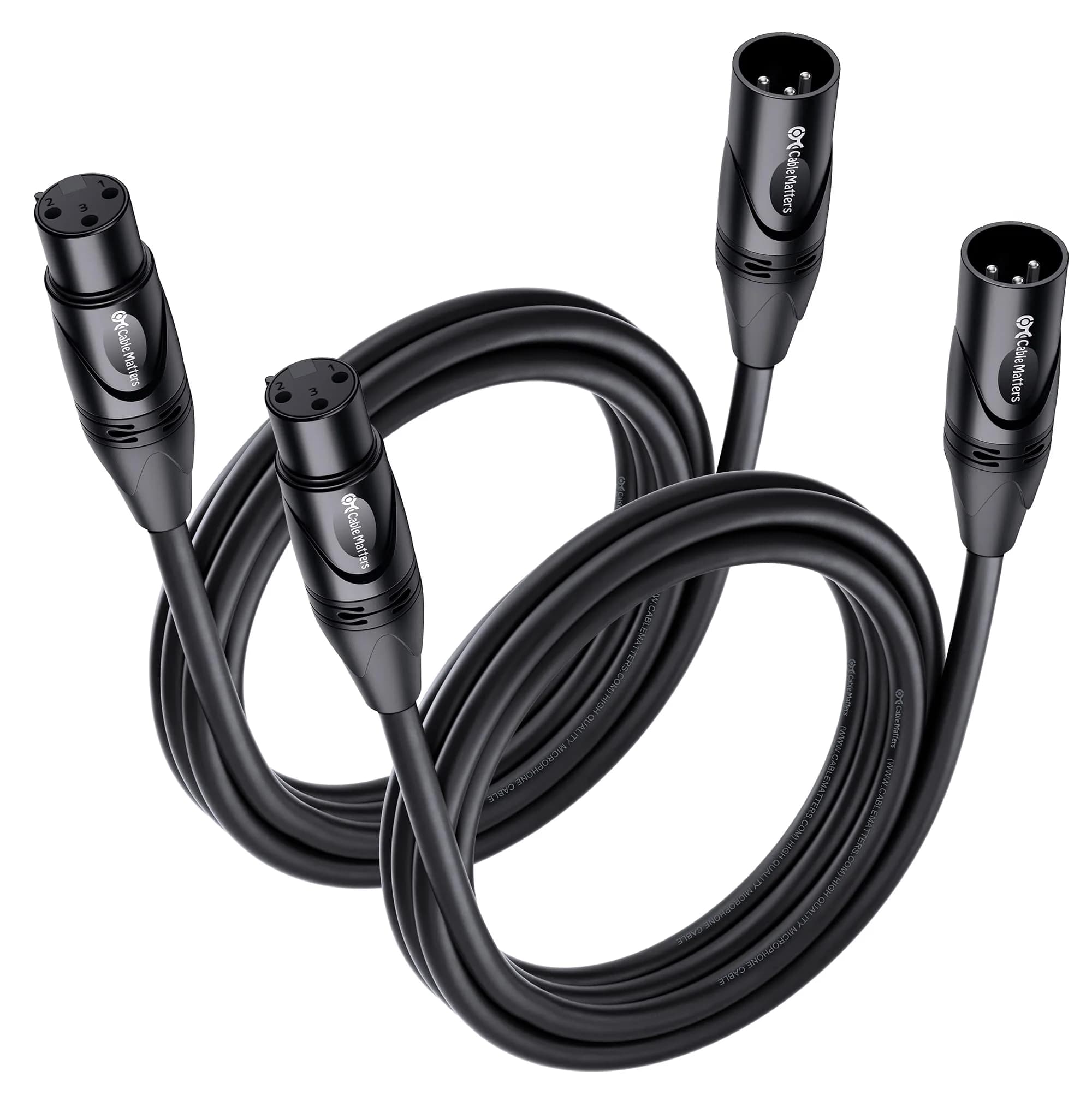 Cable Matters 2-Pack Premium 6ft XLR to XLR Microphone Cable, M-F, Balanced Audio - main product image