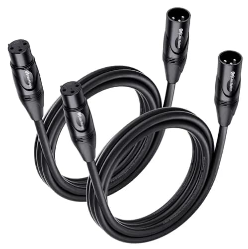 Cable Matters 2-Pack Premium XLR to XLR Cable, Microphone Cable, M-F, 15.24 m (50ft) | Balanced Audio for Studio & Stage — 6 Feet