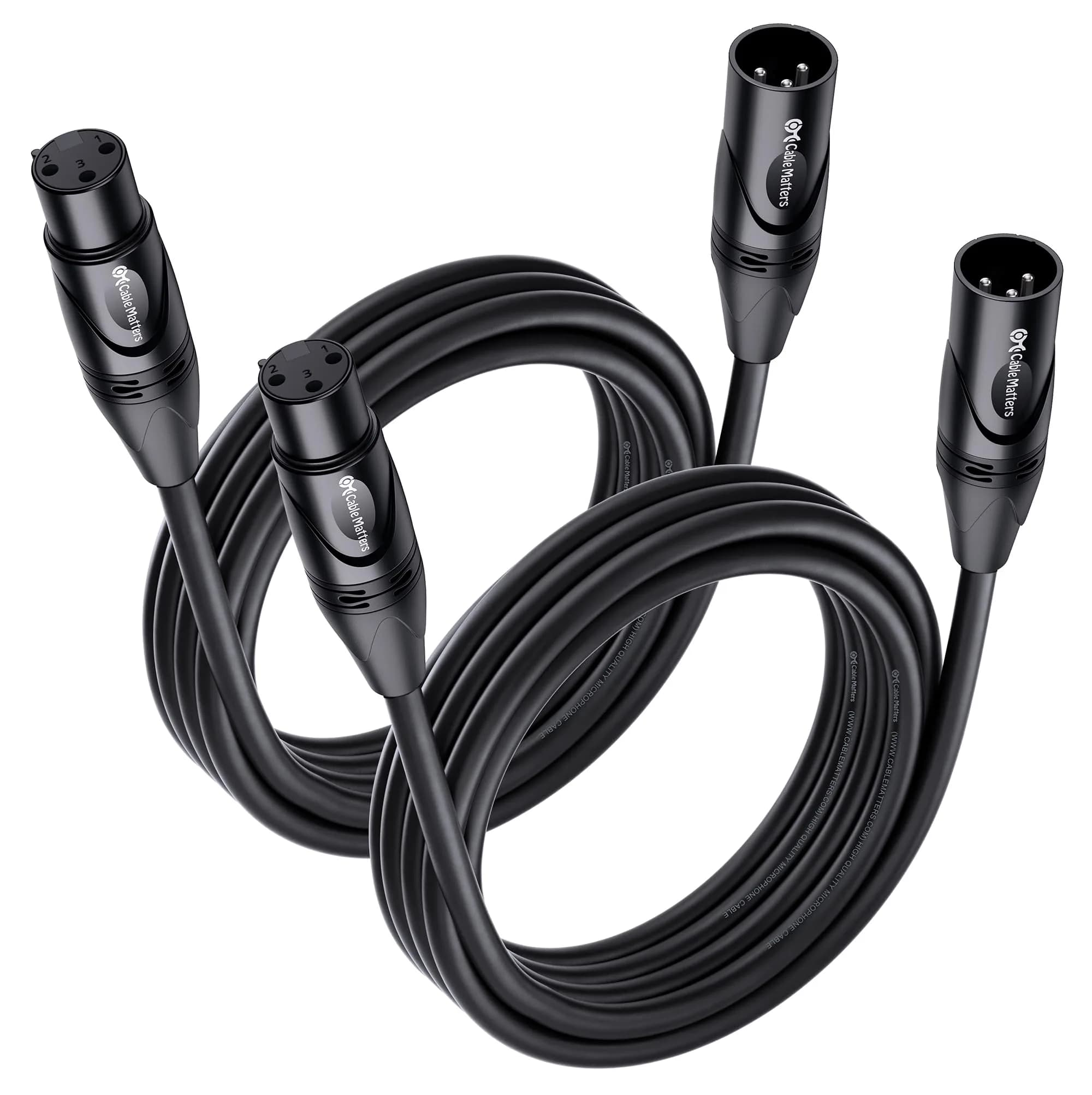 Cable Matters 2-Pack Premium XLR to XLR Microphone Cable, Male to Female, 10 Feet - main product image
