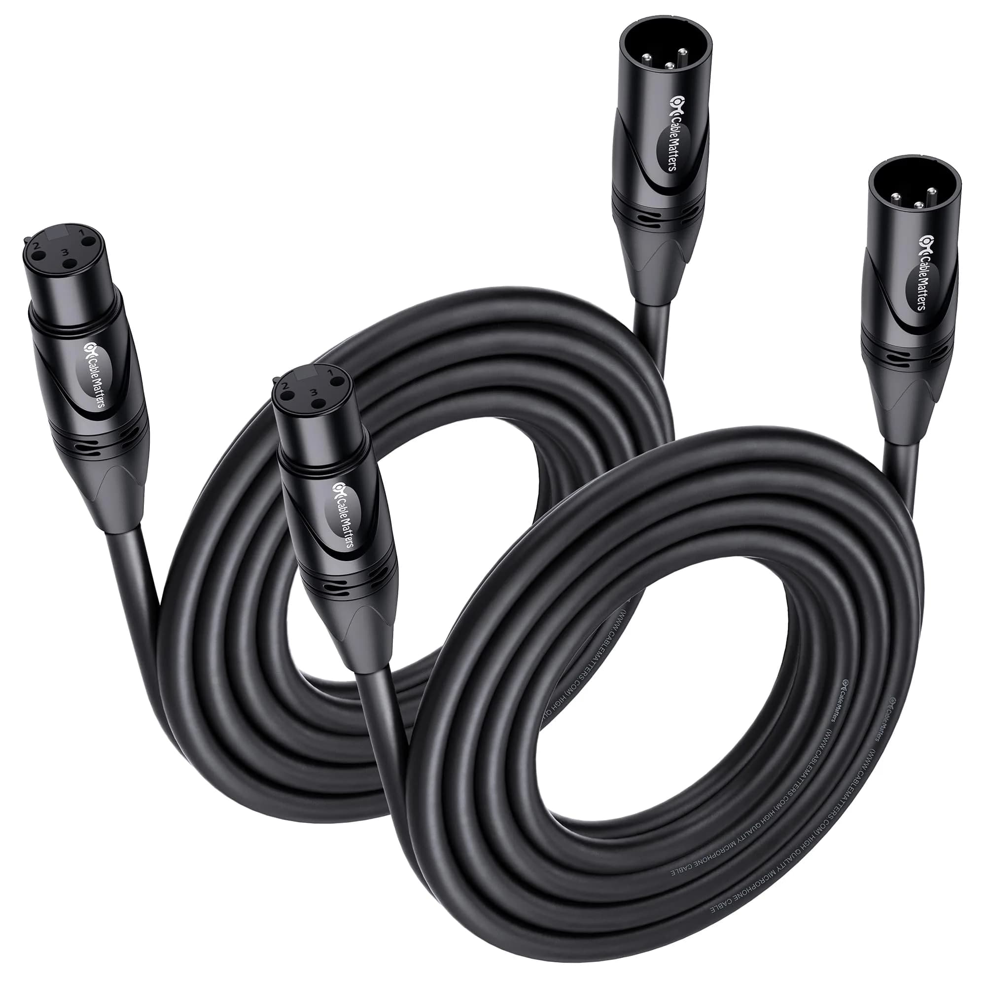 Cable Matters 2-Pack Premium 15ft XLR to XLR Microphone Cable, Male to Female, Balanced Audio - main product image