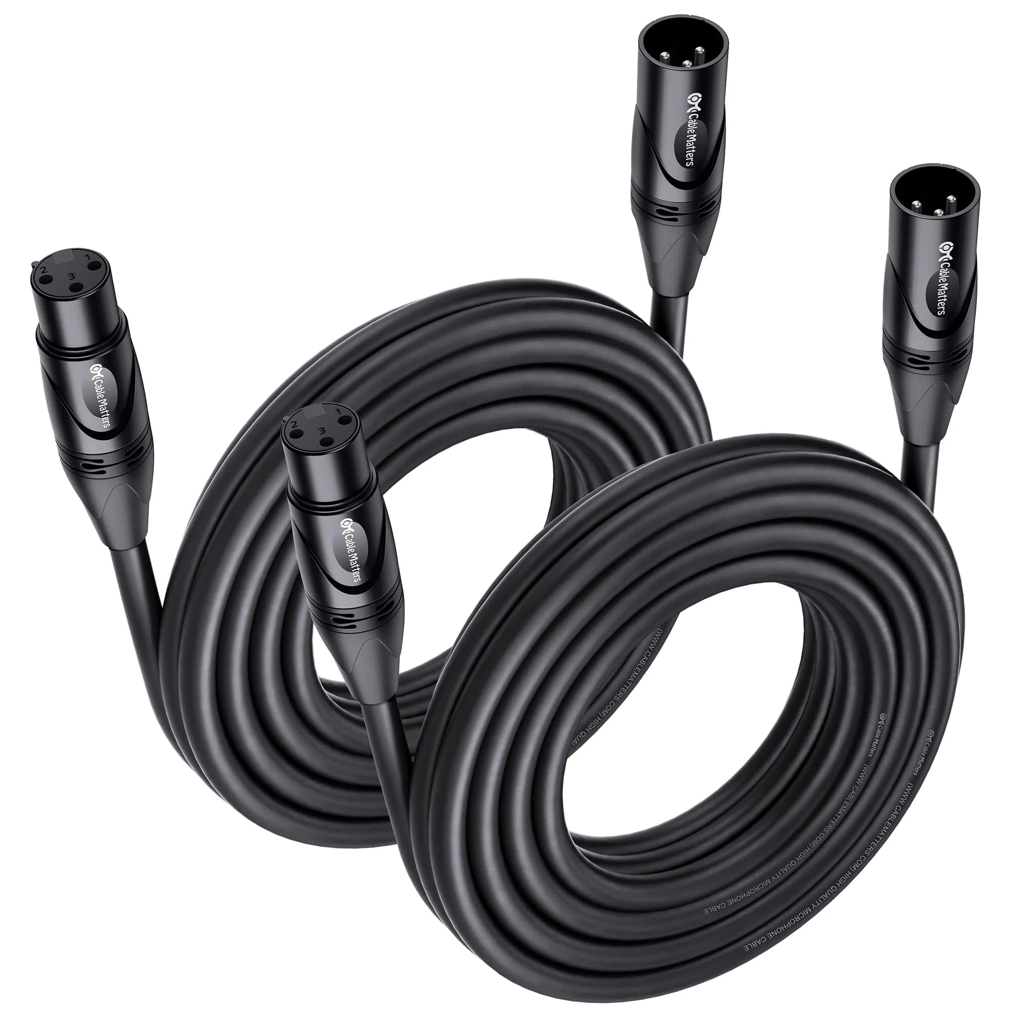 Cable Matters 2-Pack Premium 20ft XLR to XLR Microphone Cable, M-F, Balanced Audio - main product image