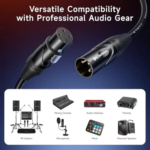 Cable Matters Premium XLR to XLR Microphone Cable, 20ft (6.1m) | Balanced M-F Cord for Studio & Stage thumbnail 3
