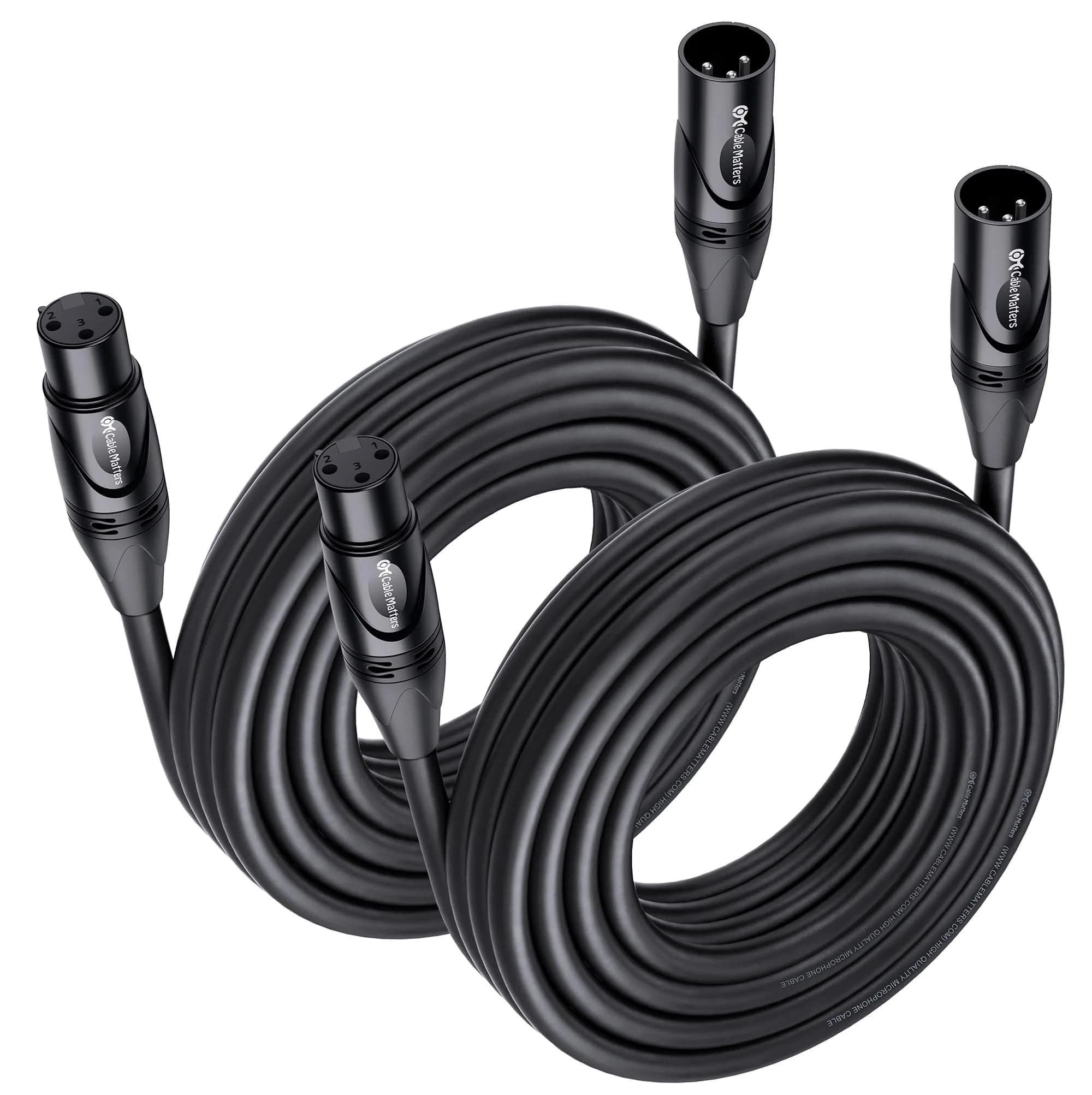 Cable Matters 2-Pack Premium 25ft XLR to XLR Microphone Cable, M-F Balanced Audio - main product image