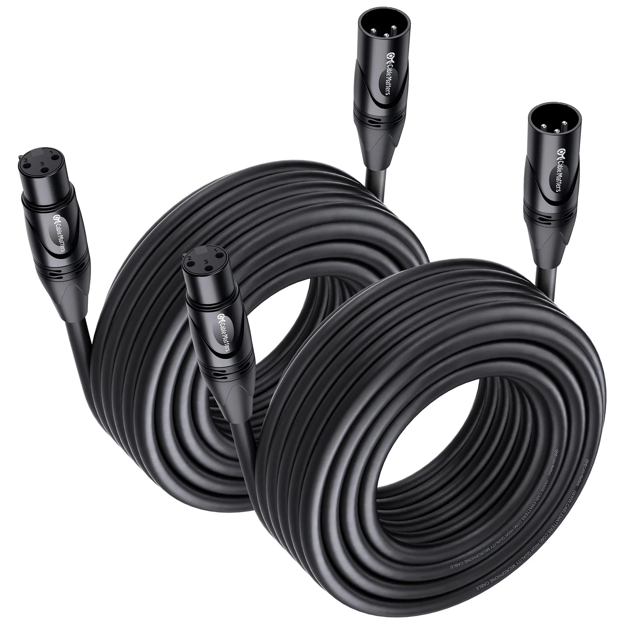 Cable Matters 2-Pack Premium XLR to XLR Microphone Cable, Male to Female, 35 Feet - main product image