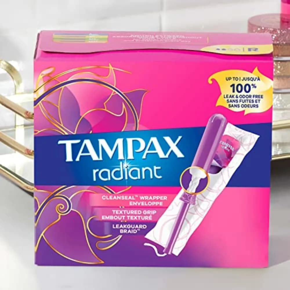 Tampax Radiant Tampons Super Absorbency with LeakGuard Braid Unscented 168 Count (28 Count x 6 Packs) | Up to 8 Hours Protection - view 7