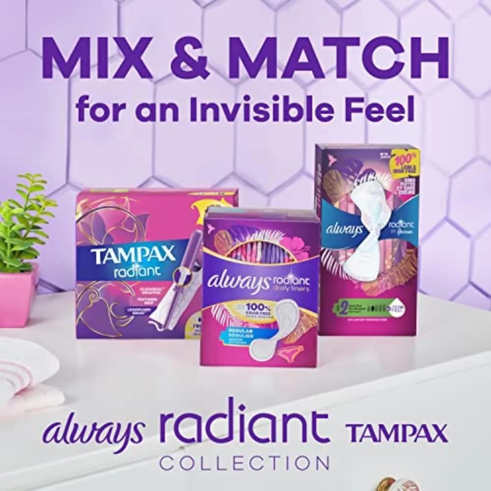 Tampax Radiant Tampons Super Absorbency with LeakGuard Braid Unscented 168 Count (28 Count x 6 Packs) | Up to 8 Hours Protection - view 8