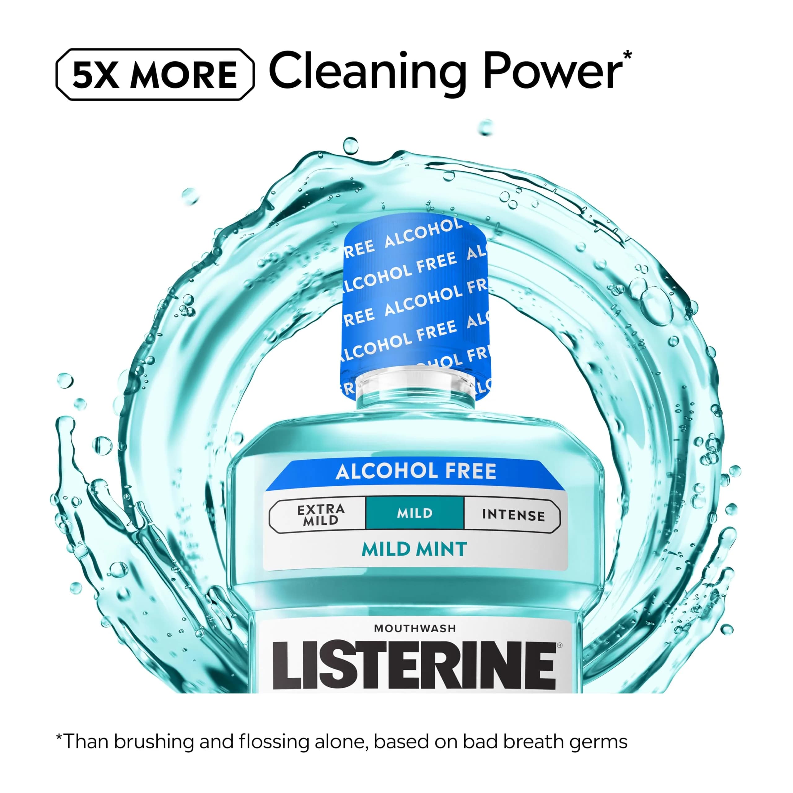 Listerine Cool Mint Alcohol-Free Mild Mouthwash 1.5 L (50.7 Fl Oz) | Kills 99.9% of Bad Breath Germs - view 3
