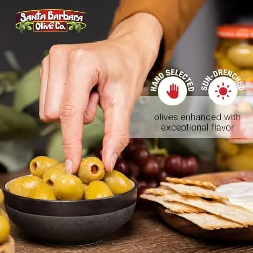 Santa Barbara Olive Co. Feta Cheese Stuffed Green Olives Pack of 6 | Mediterranean Flavor, 5 oz each thumbnail 4