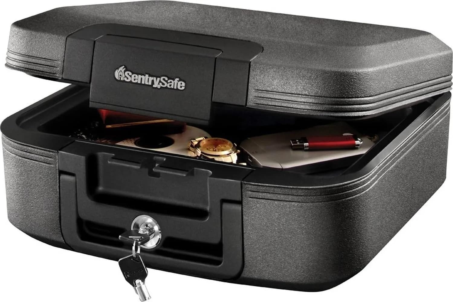 SentrySafe Charcoal Gray Fireproof and Waterproof Safe Box with Key Lock 0.28 cu ft | UL Classified Fire Endurance - main product image