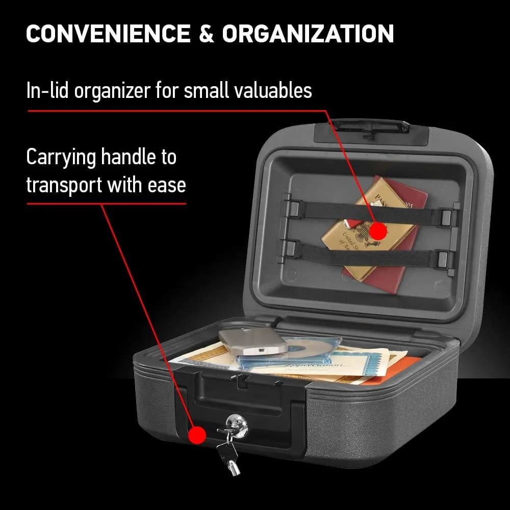 SentrySafe Charcoal Gray Fireproof and Waterproof Safe Box with Key Lock 0.28 cu ft | UL Classified Fire Endurance - view 5