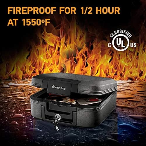 SentrySafe Charcoal Gray Fireproof and Waterproof Safe Box with Key Lock 0.28 cu ft | UL Classified Fire Endurance thumbnail 2