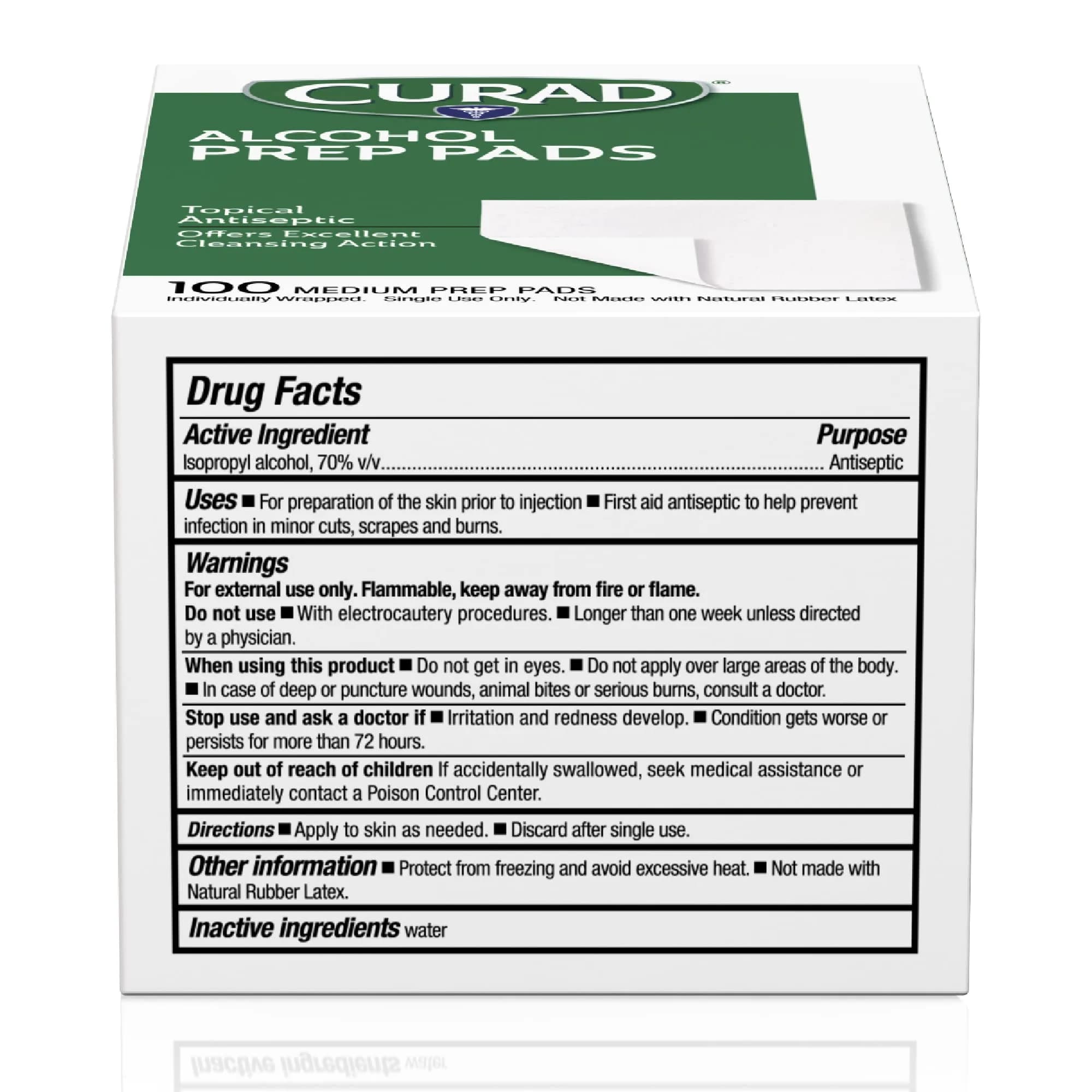 Curad Alcohol Prep Pads Medium Individually Wrapped 400 Count | Sterile Isopropyl Alcohol Wipes for First Aid - view 6