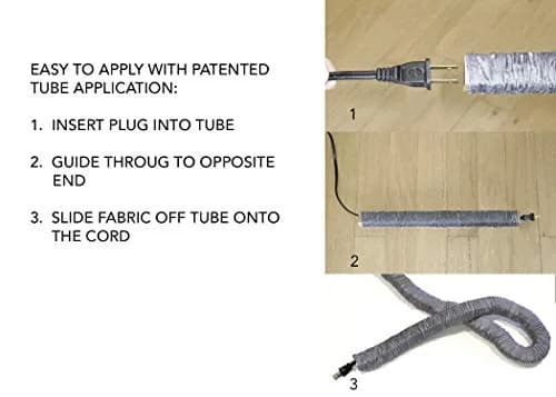 CoverEase Off White Lamp Cord Cover Tube 2.74 m (9 ft) | Easy Slide-On Fabric for 2 Cords thumbnail 3