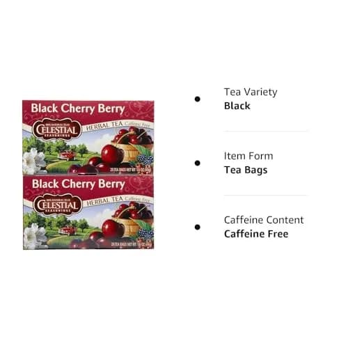 Celestial Seasonings Black Cherry Berry Tea Bags, 20 Count (Pack of 2) | Caffeine-Free & Gluten-Free Herbal Infusion thumbnail 6