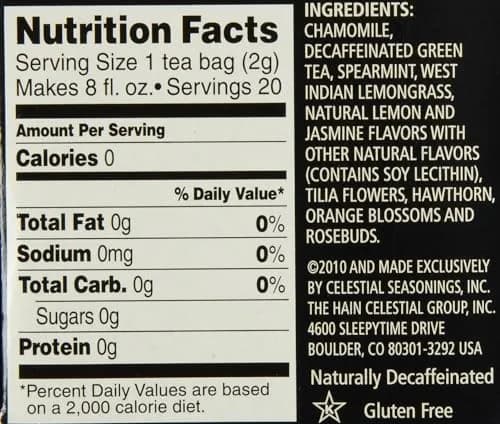 Celestial Seasonings Sleepytime Decaf Lemon Jasmine Green Tea Bags 20 ct | Calming Herbs for Relaxation in India thumbnail 3