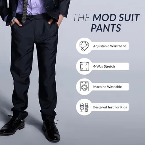 Appaman Boys' Vintage Black Suit Pants 7 | Slim Fit, Mid Rise, Polyester Blend thumbnail 8