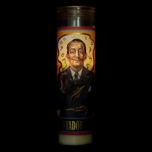 The Unemployed Philosophers Guild Salvador Dali Secular Saint Candle - Unscented 8 Inch Tall Glass Prayer Votive, Made in The USA, Vegetarian Wax thumbnail 2