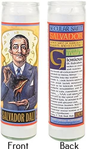 The Unemployed Philosophers Guild Salvador Dali Secular Saint Candle - Unscented 8 Inch Tall Glass Prayer Votive, Made in The USA, Vegetarian Wax thumbnail 4