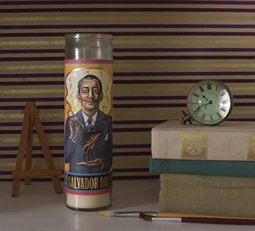 The Unemployed Philosophers Guild Salvador Dali Secular Saint Candle - Unscented 8 Inch Tall Glass Prayer Votive, Made in The USA, Vegetarian Wax thumbnail 1
