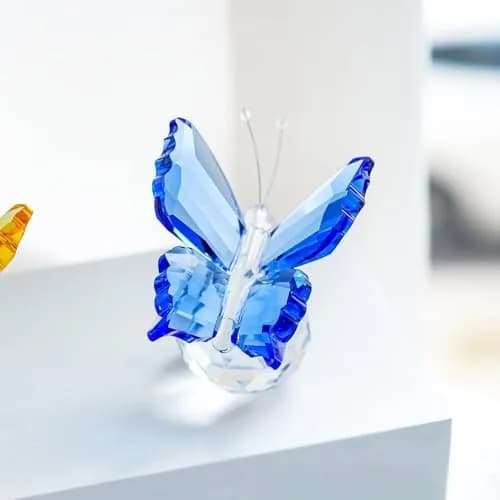 H&D HYALINE & DORA Crystal Flying Butterfly with Crystal Ball Base | Handmade K9 Crystal Ornament (Blue) thumbnail 4