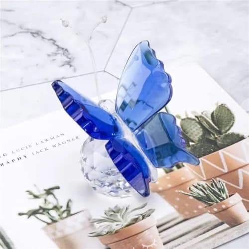 H&D HYALINE & DORA Crystal Flying Butterfly with Crystal Ball Base | Handmade K9 Crystal Ornament (Blue) thumbnail 5