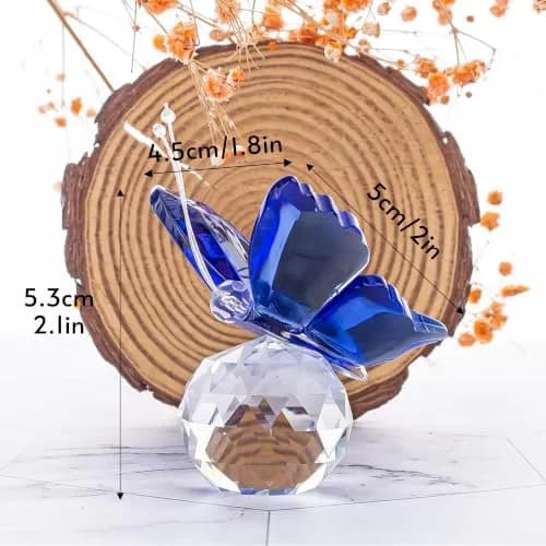 H&D HYALINE & DORA Crystal Flying Butterfly with Crystal Ball Base | Handmade K9 Crystal Ornament (Blue) thumbnail 6