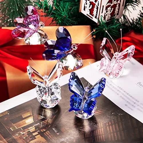H&D HYALINE & DORA Crystal Flying Butterfly with Crystal Ball Base | Handmade K9 Crystal Ornament (Blue) thumbnail 7