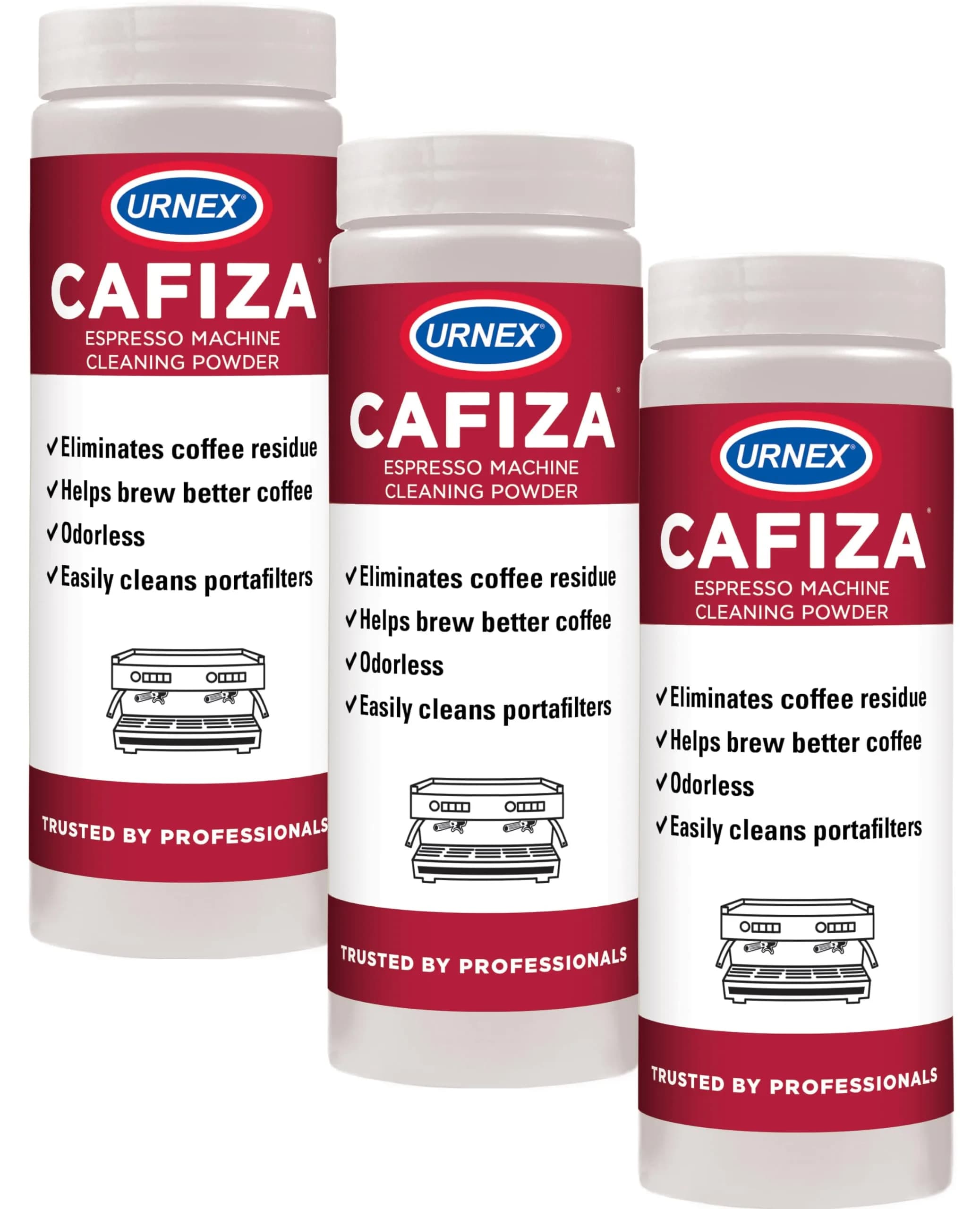 Urnex Cafiza Professional Espresso Machine Cleaning Powder 1.7 kg (56.6 oz) — 3 Pack | Cleans Oils & Residue