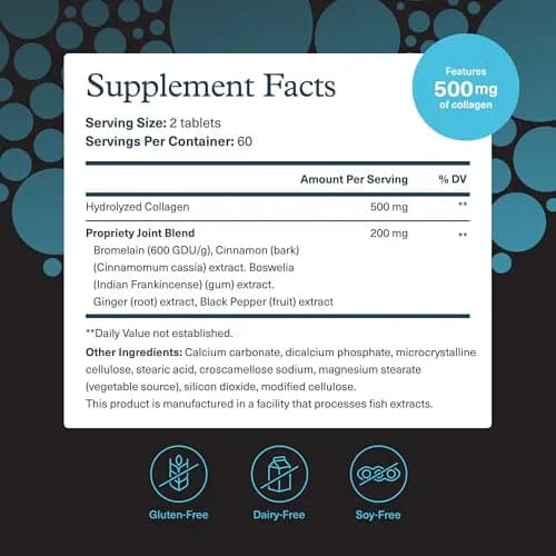 Youtheory Men's Joint Collagen Tablets 120 Count (60-Day Supply) | Hydrolyzed Collagen with Boswellia Extract for Joint Comfort thumbnail 2
