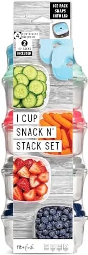 Fit & Fresh Small Plastic Containers With Lids 8 oz | Leakproof Snack & Meal Prep thumbnail 1