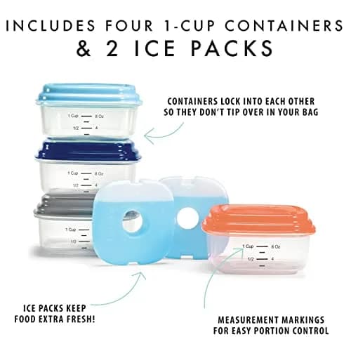 Fit & Fresh Small Plastic Containers With Lids 8 oz | Leakproof Snack & Meal Prep thumbnail 2
