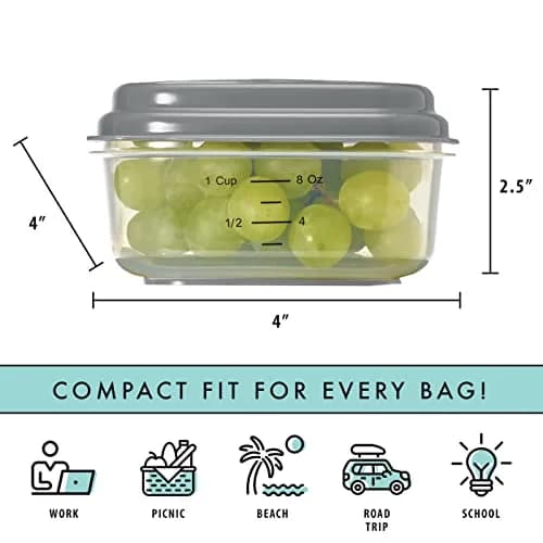 Fit & Fresh Small Plastic Containers With Lids 8 oz | Leakproof Snack & Meal Prep thumbnail 3