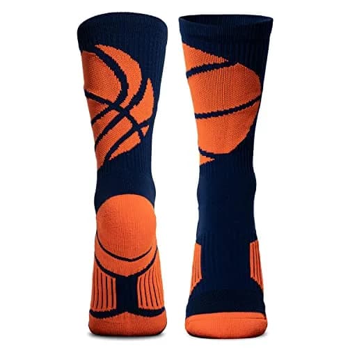 ChalkTalkSPORTS Basketball Socks, Navy Blue & Orange, Adult | Performance Basketball Crew Socks thumbnail 4