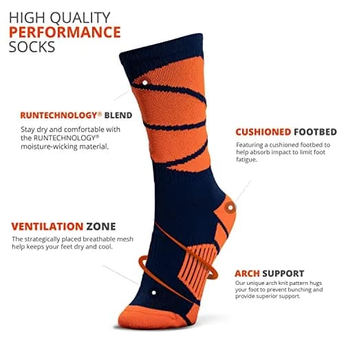 ChalkTalkSPORTS Basketball Socks, Navy Blue & Orange, Adult | Performance Basketball Crew Socks thumbnail 2