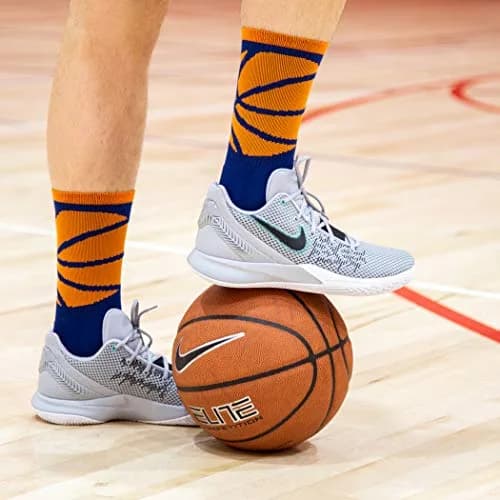 ChalkTalkSPORTS Basketball Socks, Navy Blue & Orange, Adult | Performance Basketball Crew Socks thumbnail 3