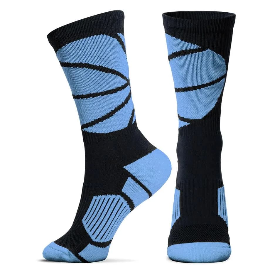 ChalkTalkSPORTS Basketball Socks - Mid Calf - Carolina Blue & Black | Moisture Wicking Athletic Socks for Basketball thumbnail 1