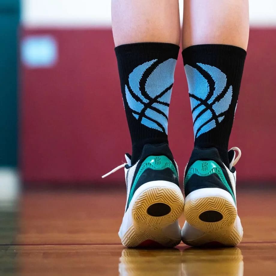 ChalkTalkSPORTS Basketball Socks - Mid Calf - Carolina Blue & Black | Moisture Wicking Athletic Socks for Basketball thumbnail 4