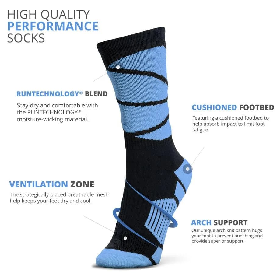 ChalkTalkSPORTS Basketball Socks - Mid Calf - Carolina Blue & Black | Moisture Wicking Athletic Socks for Basketball thumbnail 5