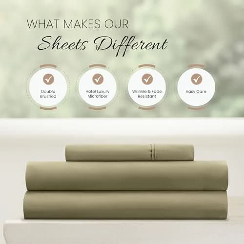 Linen Market Brushed Microfiber Twin Sheet Set 3 Piece – Ultra Soft & Wrinkle-Free, 16" Deep Pocket, Sage thumbnail 4